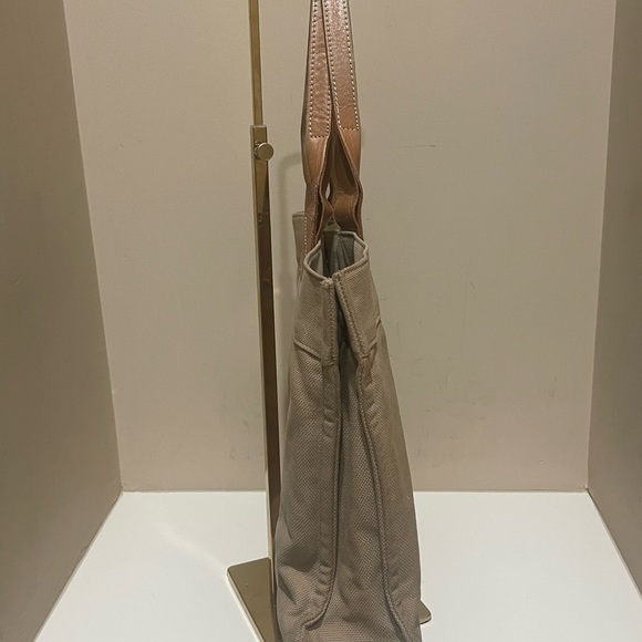 Burberry Blue Label Khaki Canvas Tote with Leather Handles - Picture 2 of 8